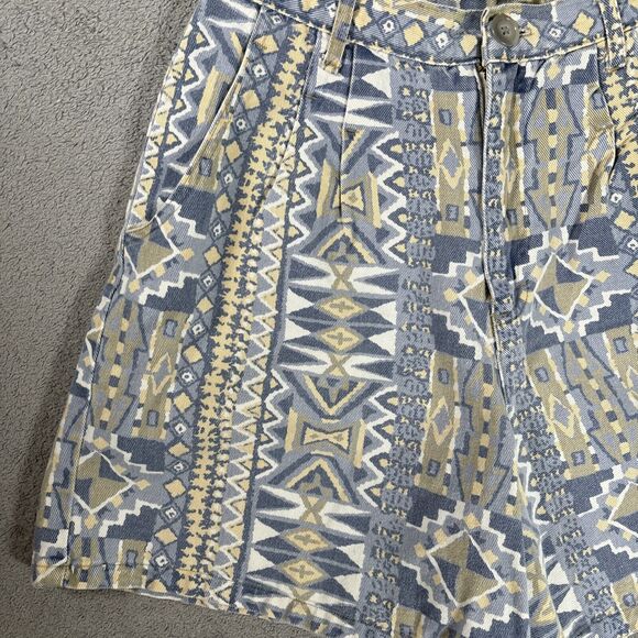 Vintage‎ Venice Blues Shorts Women’s Size 14 Aztec Pattern Blue Yellow White 90s - Picture 2 of 8
